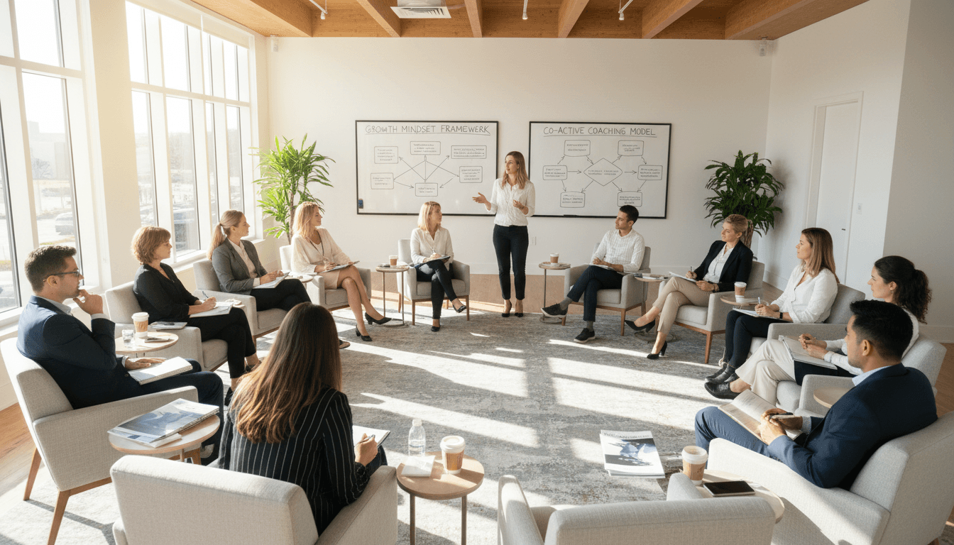 Leadership workshop with diverse professionals engaged in collaborative learning